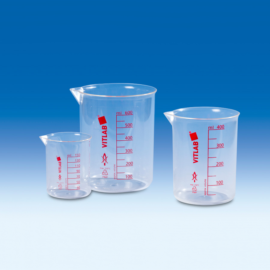 Zlewka PMP, skala czerwona [10ml-5000ml]