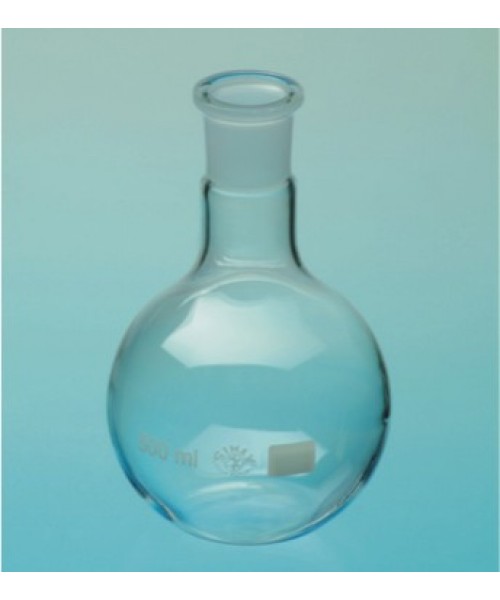 Flat-bottomed spherical flask with ground joint