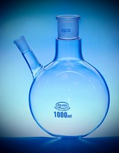 Spherical, double-necked flask with ground joint