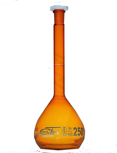 Measuring flask class B PE plug white markings