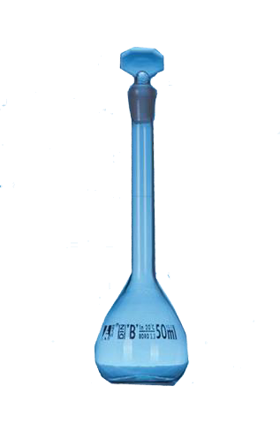 Measuring flask class A glass plug blue markings - 1