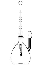 Piknometr z termometrem, pojemność nominalna przybliżona, z boczną rurką 