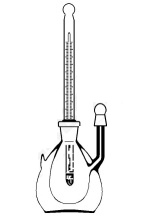 Piknometr z termometrem, pojemność nominalna przybliżona, z boczną rurką i płaszczem próżniowym