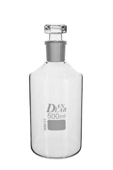 Obrazek Butelka szklana na odczynniki wąska szyja z korkiem   500 ml