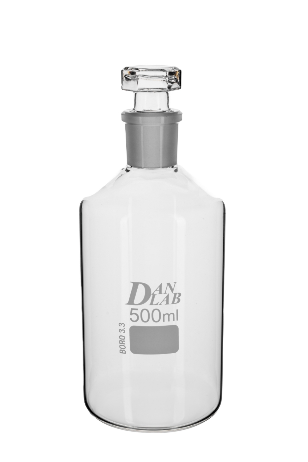 Obrazek Butelka szklana na odczynniki wąska szyja z korkiem szlifowanym 500 ml