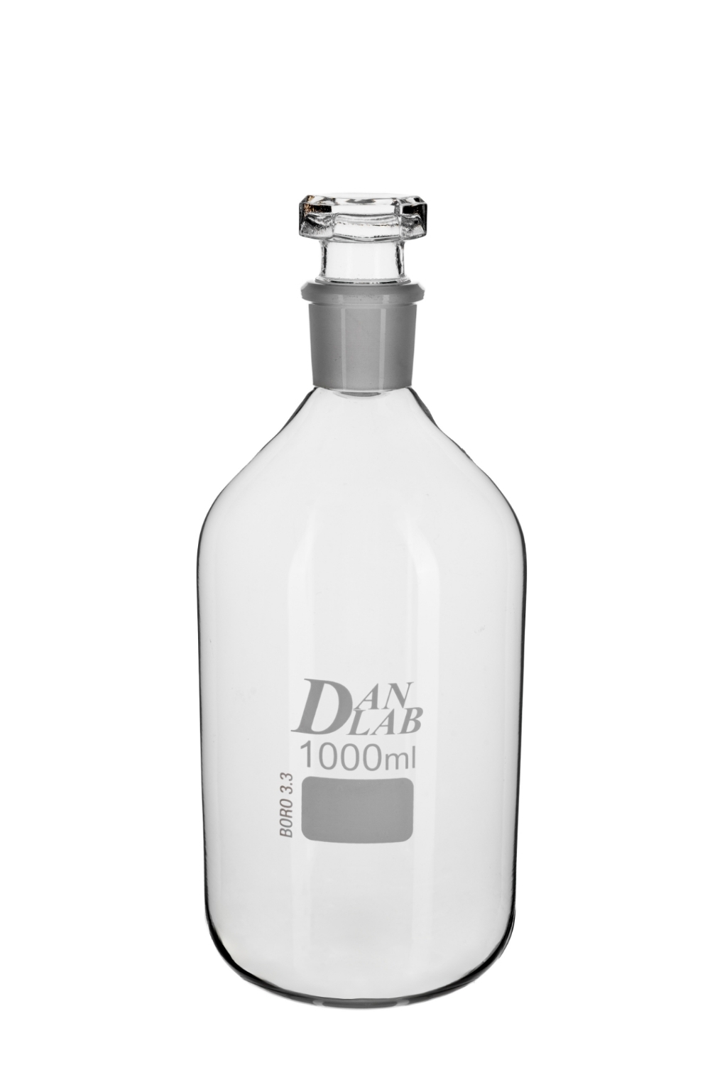 Obrazek Butelka szklana na odczynniki wąska szyja z korkiem 1000 ml
