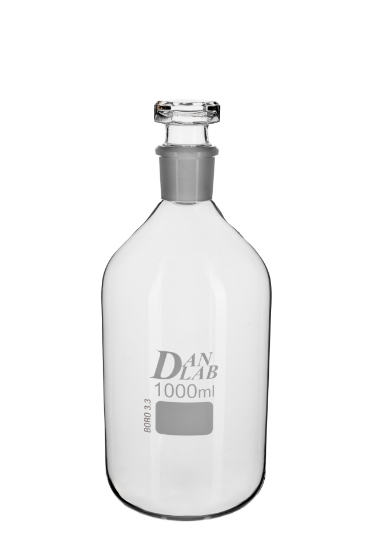 Obrazek Butelka szklana na odczynniki wąska szyja z korkiem 1000 ml