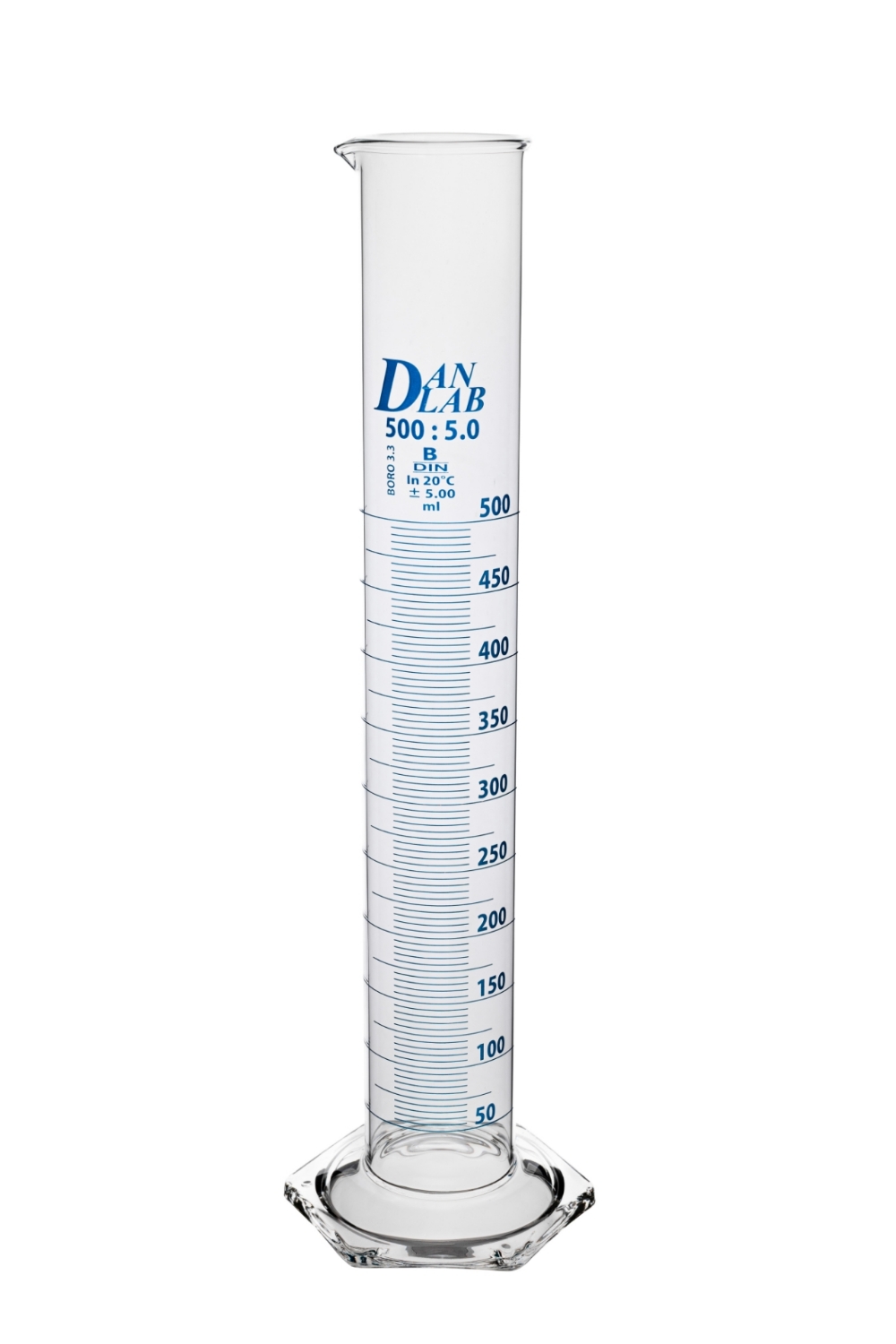 Obrazek Cylinder miarowy z podstawą sześciokątną klasa B 500 ml