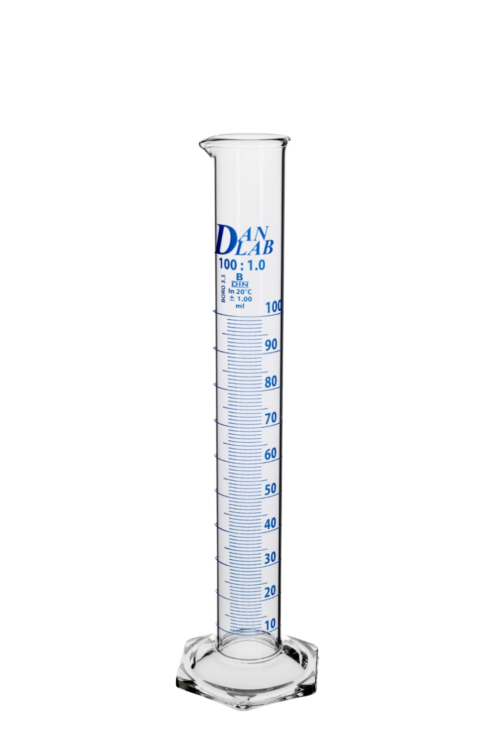 Obrazek Cylinder miarowy z podstawą sześciokątną klasa B 100 ml