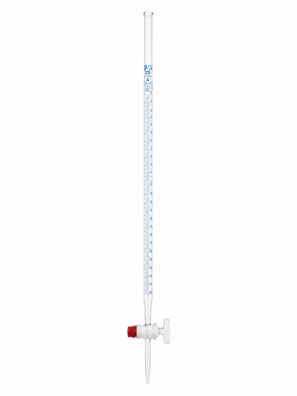 Obrazek Biureta klasy A, ze szklanym kranikiem, z certyfikatem serii, 25 ml 