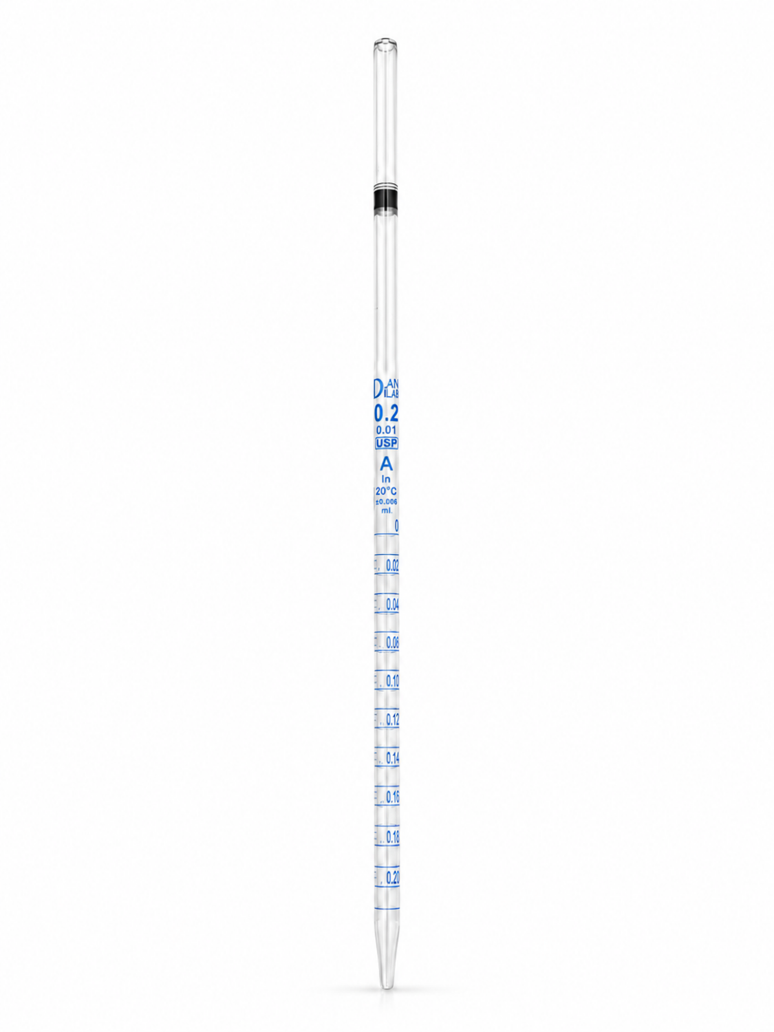 Obrazek Pipeta z podziałką typu 3 (serologiczna), klasa A, zgodna z USP, z certyfikatem serii, 0,2 ml