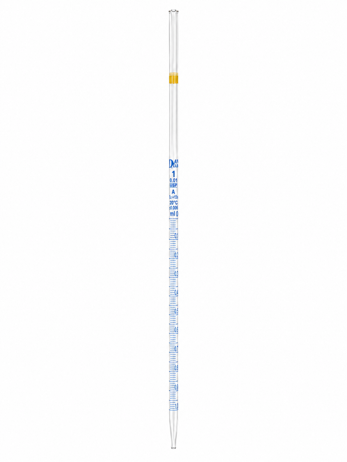 Obrazek Pipeta z podziałką typu 3 (serologiczna), klasa A, zgodna z USP, z certyfikatem serii, 1 ml