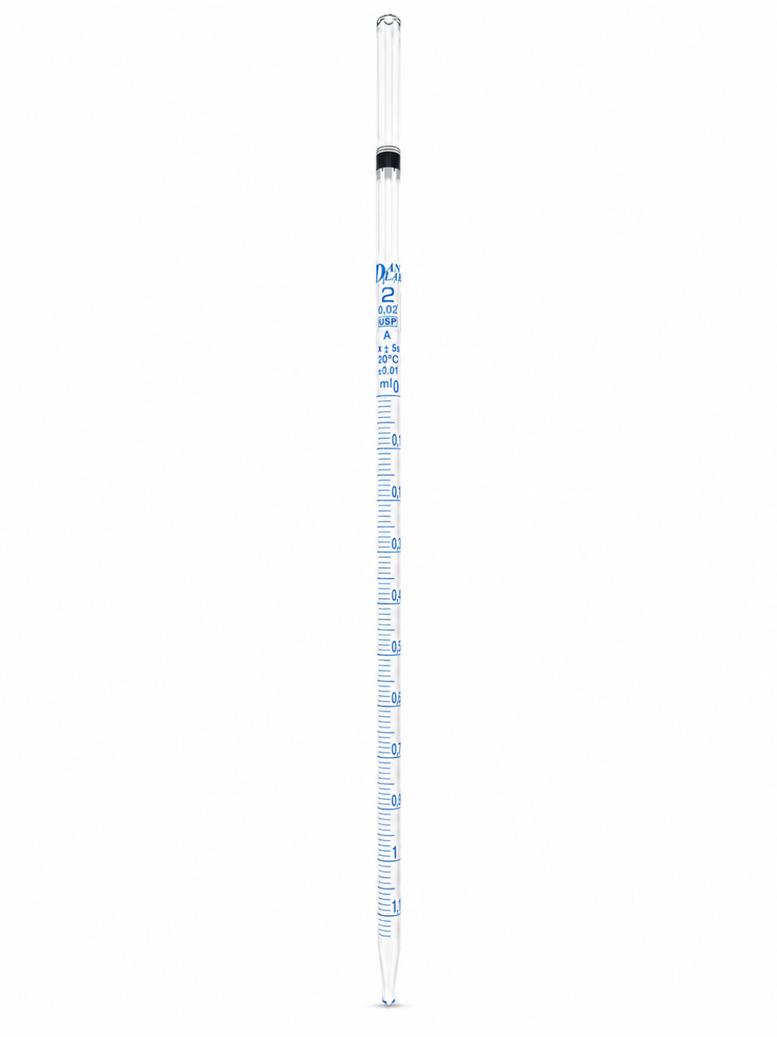 Obrazek Pipeta z podziałką typu 3 (serologiczna), klasa A, zgodna z USP, z certyfikatem serii, 2 ml