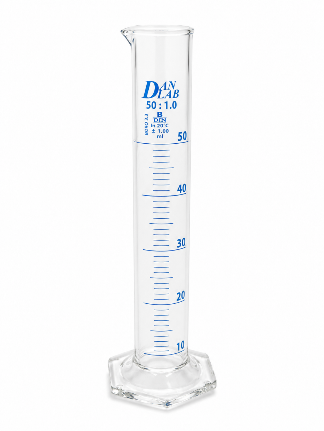 Obrazek Cylinder miarowy klasy B, z sześciokątną podstawą, 50 ml